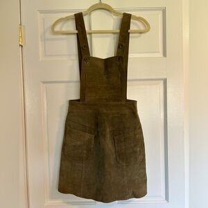 ASOS Olive Green Suede Leather Pinafore Dress